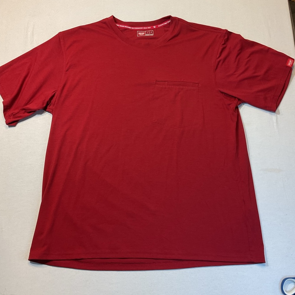 Red Kap 1923 Red Maroon T-Shirt Front‎ Pocket Outfitting Teams, Size L Solid